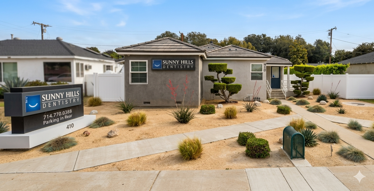 Sunny Hills Dentistry exterior building — 410 N. Euclid St. Fullerton, CA