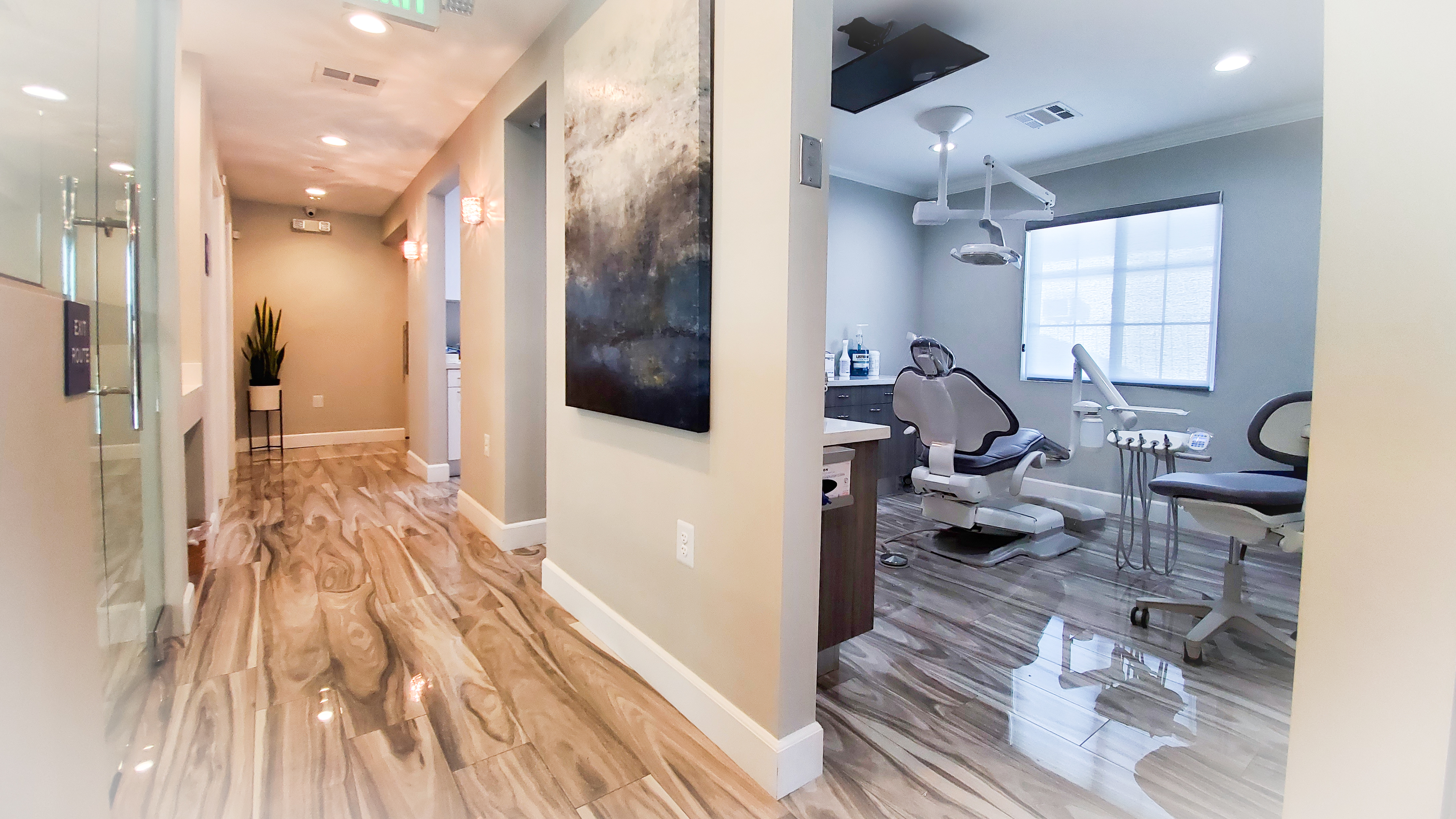 Sunny Hills Dentistry modern treatment room and hallway